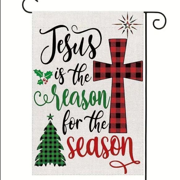 Jesus Is The Reason For The Season Christmas Garden Flag Double Sided New - Picture 1 of 8
